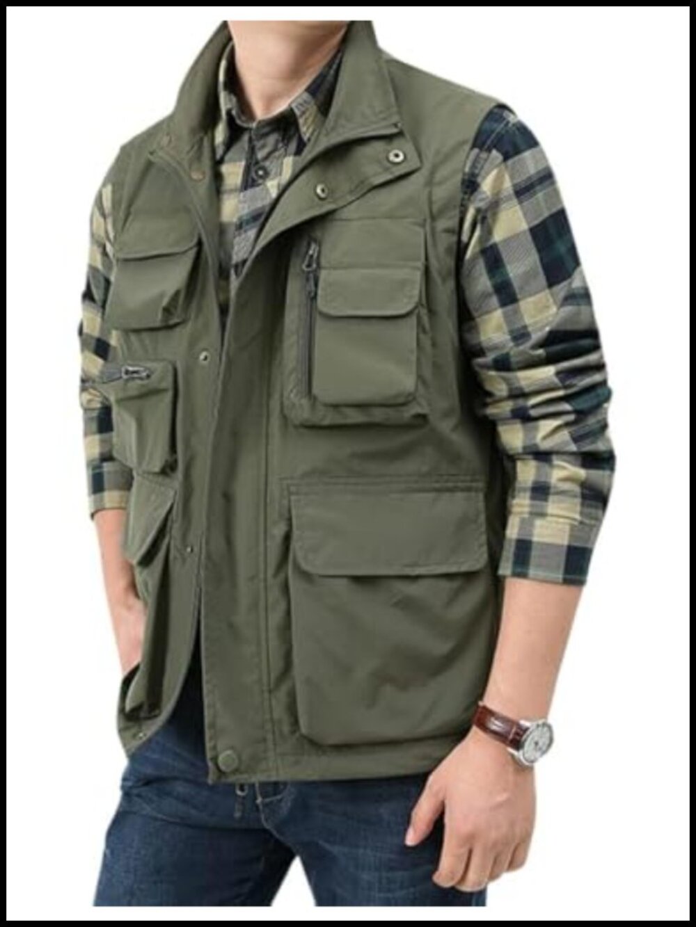 Men's Utility Fishing Vest Lightweight Safari Cargo Vest Multi-Pocket